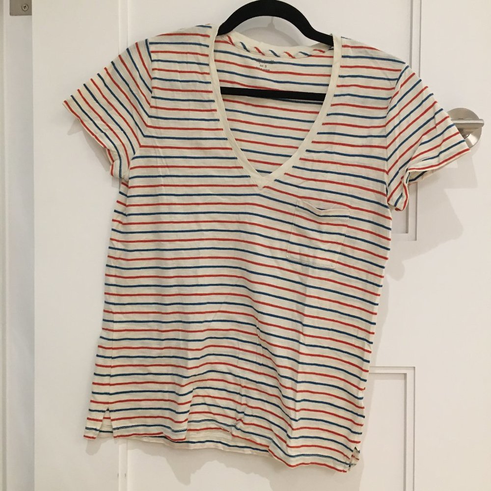 Madewell Stripe V-Neck Tee